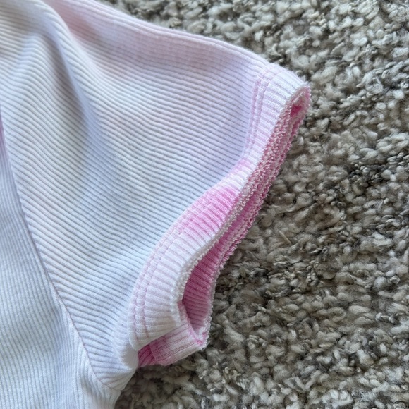 Pink White Tie-Dye short sleeve crop top "90s baby" Embroidered on front - Picture 9 of 9